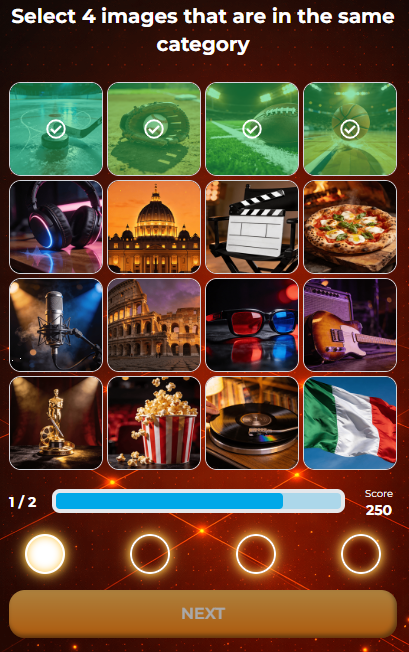 Connections Grid, one of QuizWizards’ interactive game formats, with picture tiles grouped into categories.