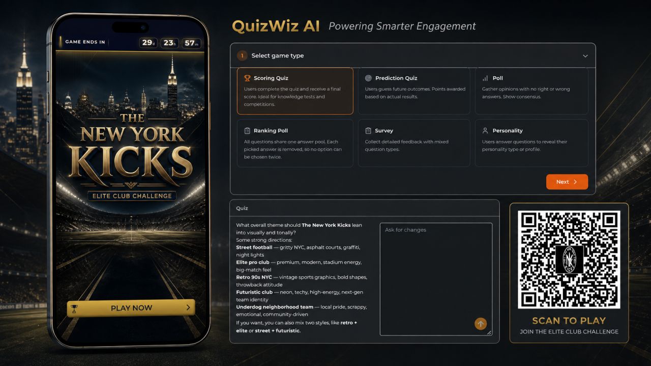 QuizWiz AI turns ideas into fully branded, playable games in minutes